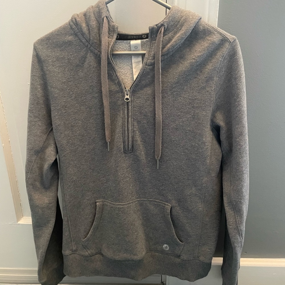 Aerie Sweatshirt Hoodie Quarter Zip Medium Gray